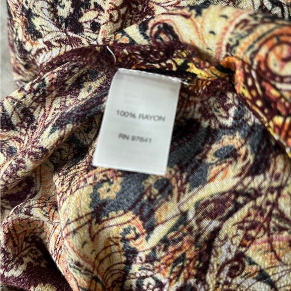 J. Jill Long Sleeve Burgundy Gold Paisley Print Tunic With Side Split XL - Picture 6 of 8